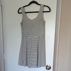 Divided Black and White Striped Dress